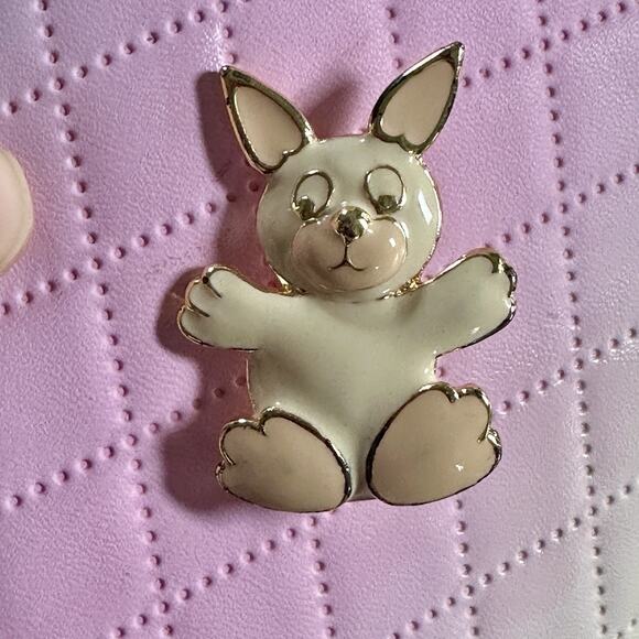 Steinmetz Vintage Brooch Bunny Pin Enamel/Gold Tone "Signed" 80's Spring READ - Picture 5 of 7